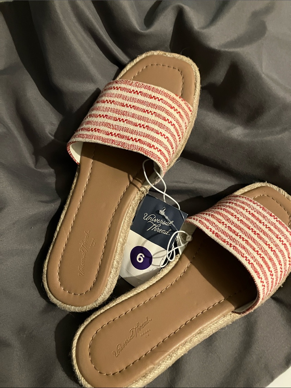 Universal Thread Red and White Striped Slide Sandals